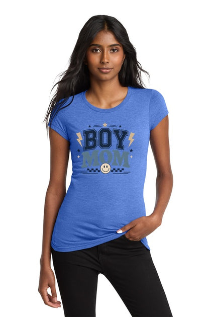 Boy Mom Retro Varsity Smiley Face Graphic Tee