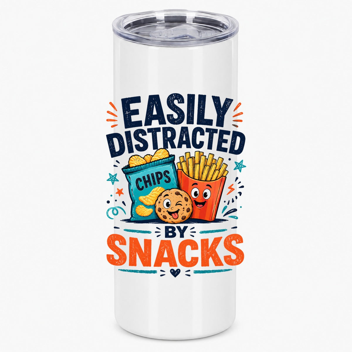 Easily Distracted By Snacks Funny Foodie Graphic Drinkware Tumbler