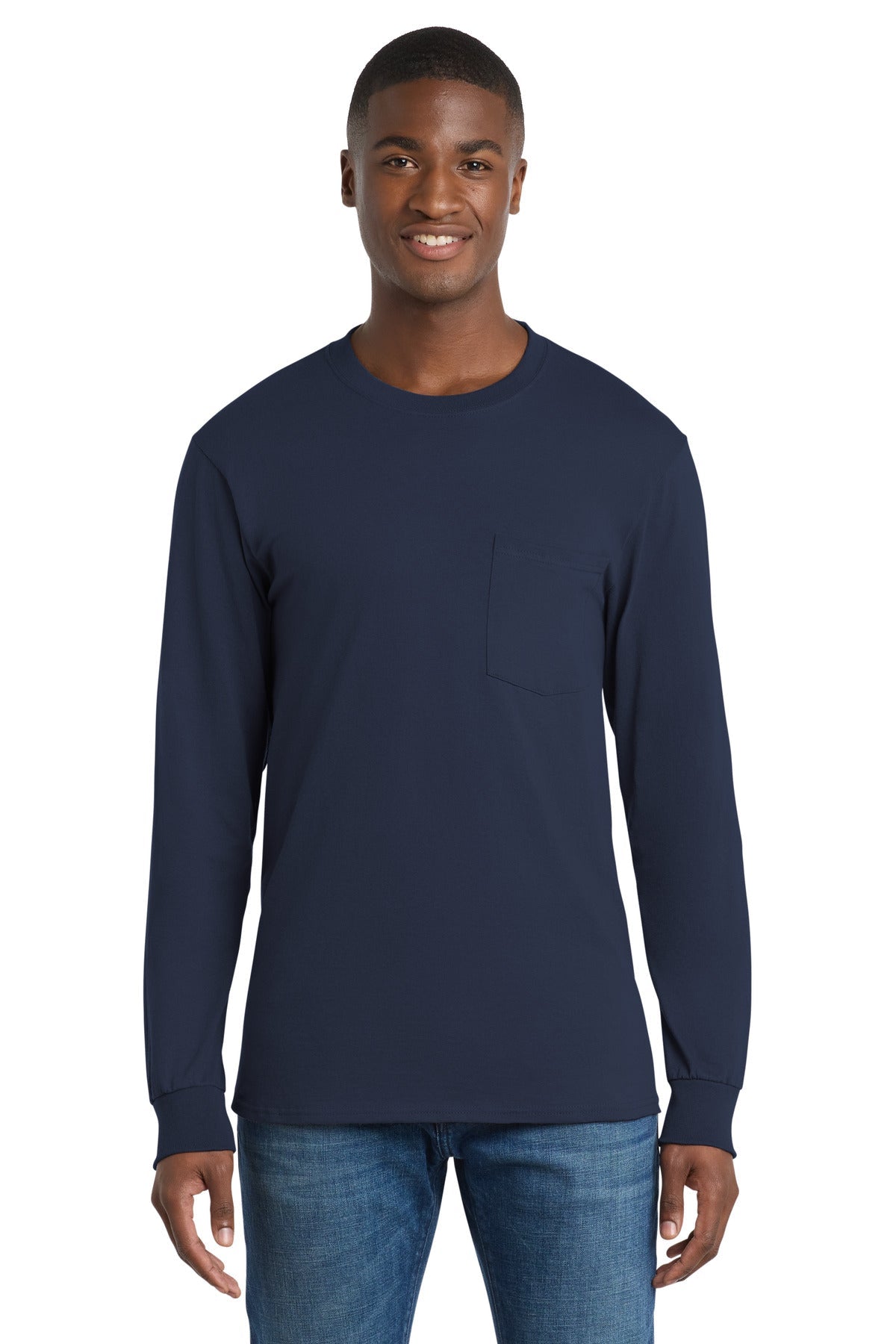 Port & Co Long Sleeve Essential Pocket Tee. PC61LSP - DFW Impression