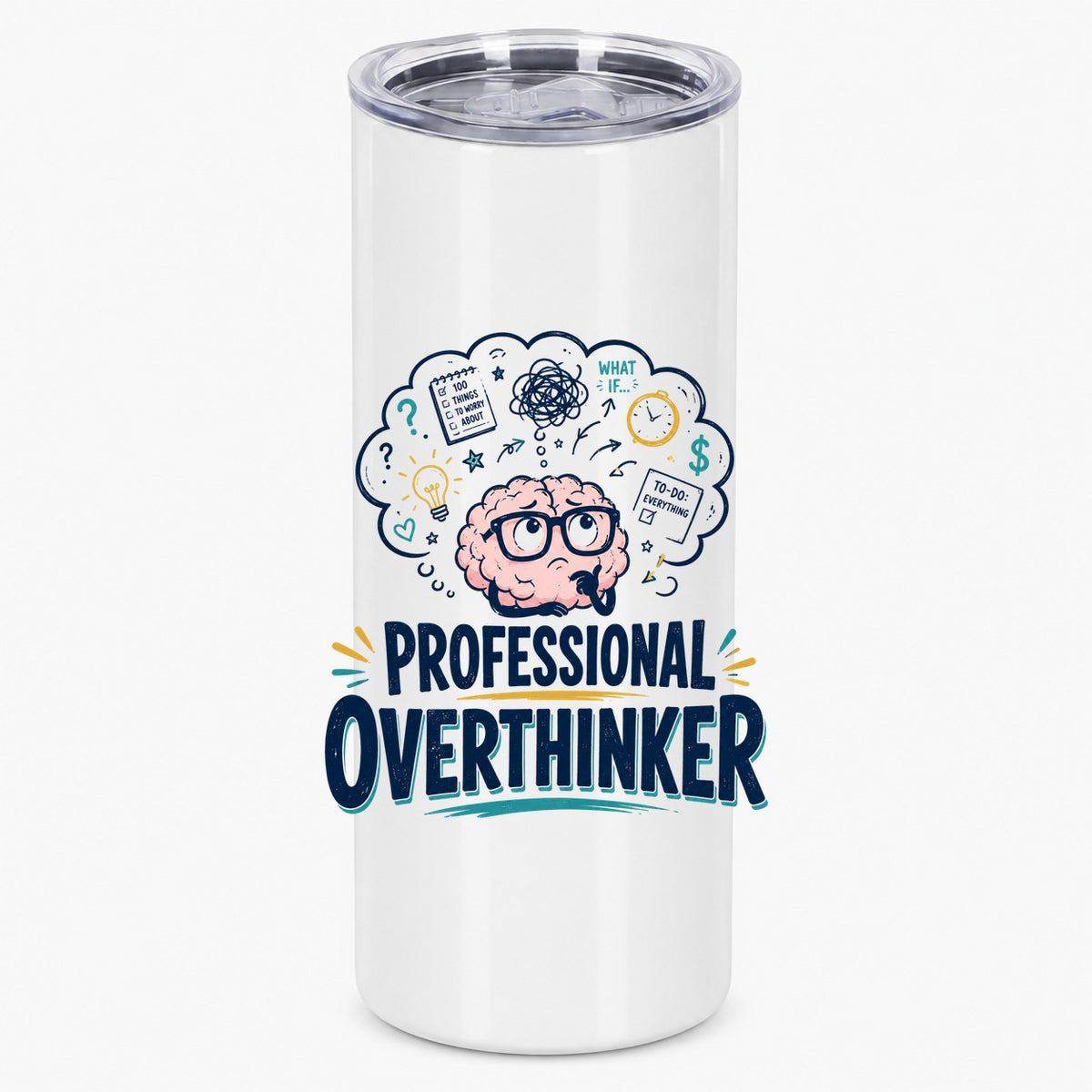 Professional Overthinker Brain Illustration Drinkware Tumbler
