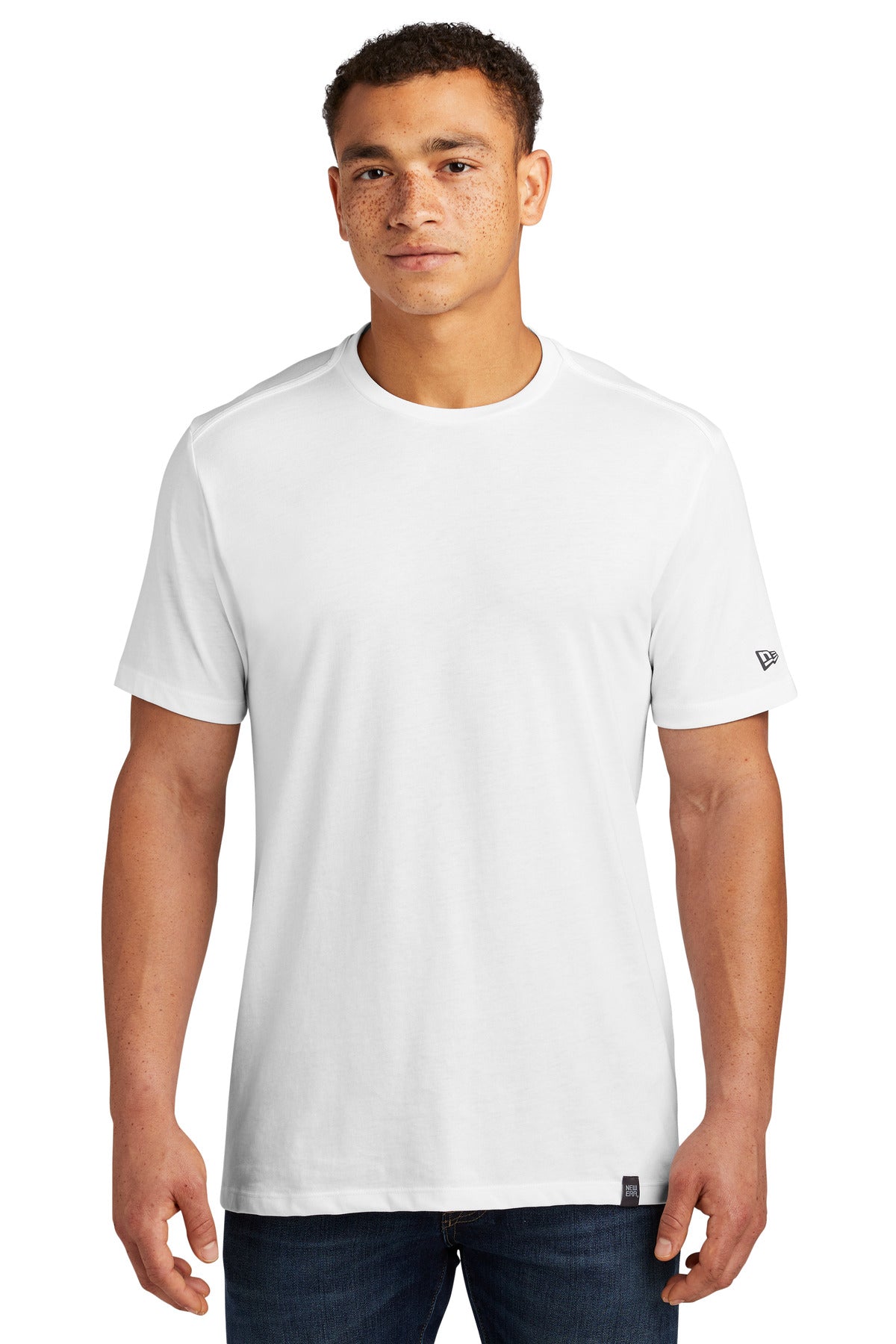 New Era Heritage Blend Crew Tee. NEA100 L White