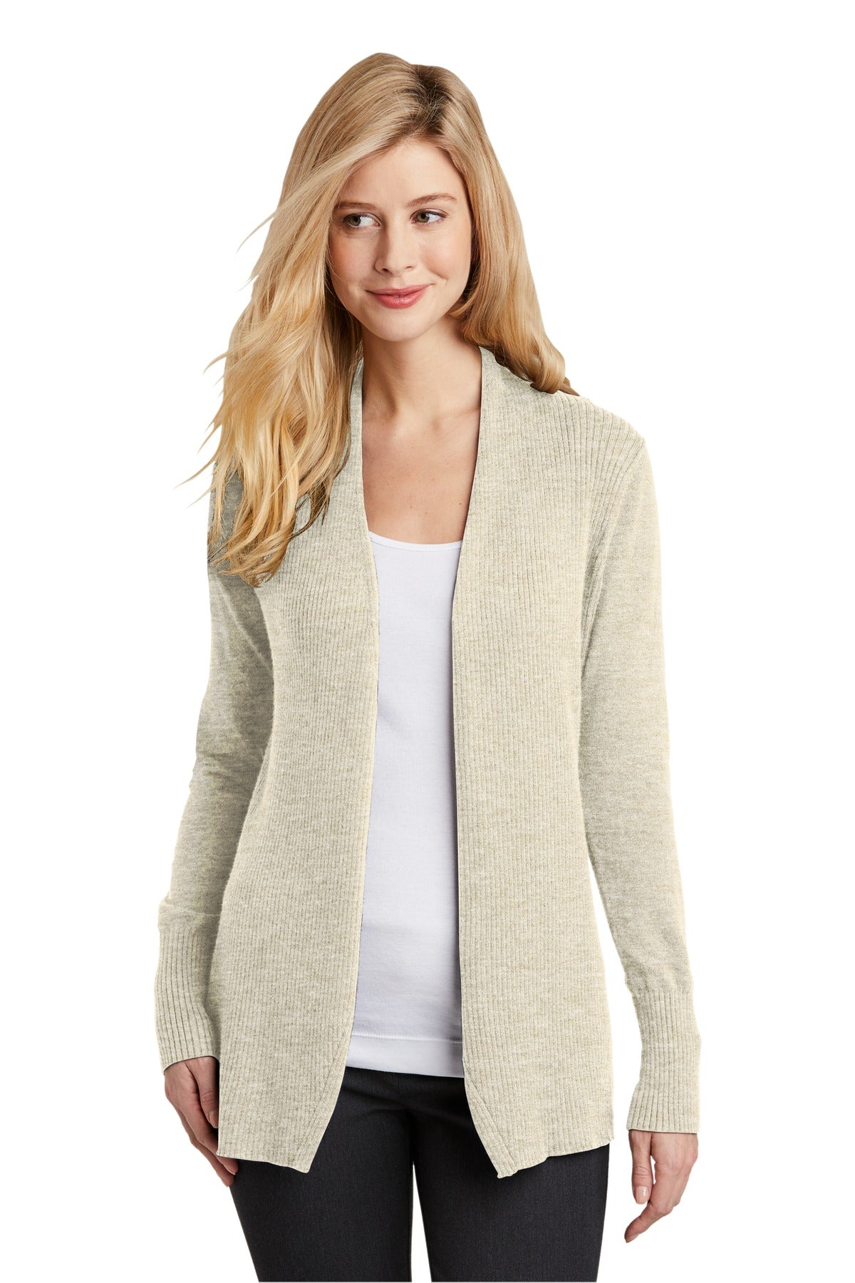 Port authority ladies concept stretch cheap button front cardigan