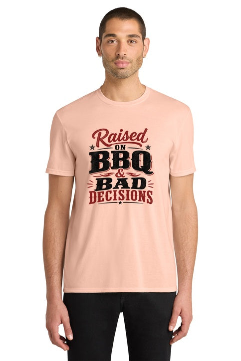 Raised on BBQ and Bad Decisions Funny Grilling T-Shirt