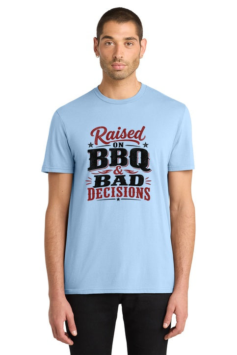 Raised on BBQ and Bad Decisions Funny Grilling T-Shirt