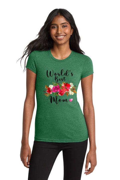 World's Best Mom Watercolor Floral Graphic T-Shirt