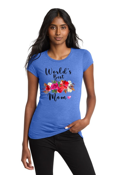 World's Best Mom Watercolor Floral Graphic T-Shirt