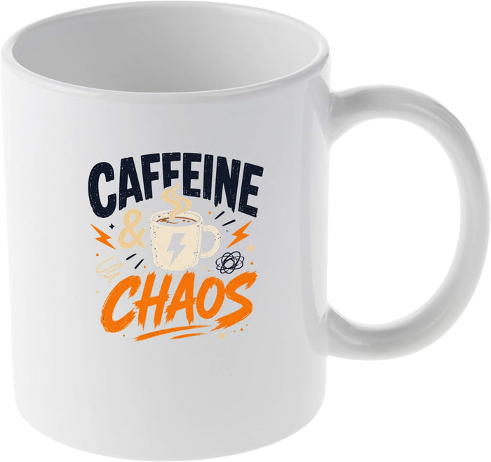 Caffeine and Chaos Graphic Drinkware for Busy Mornings Mug