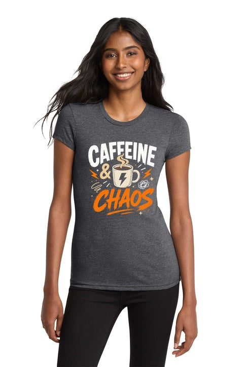 Caffeine & Chaos Coffee Lover Graphic T-Shirt