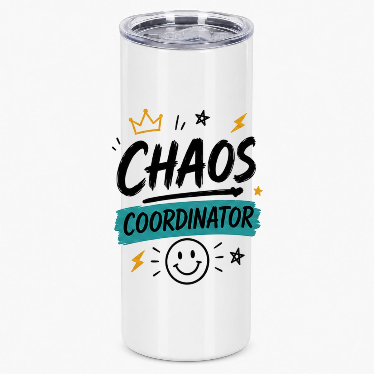 Chaos Coordinator Crown and Smiley Graphic Drinkware Tumbler
