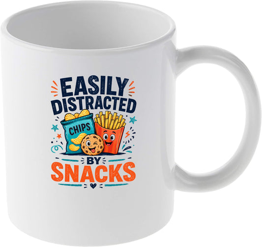 Easily Distracted By Snacks Funny Foodie Graphic Drinkware Mug