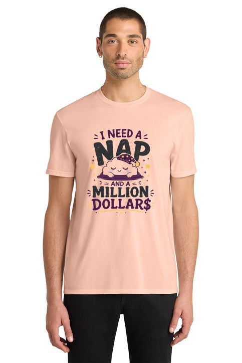 I Need A Nap And A Million Dollars Funny Cloud Graphic T-Shirt