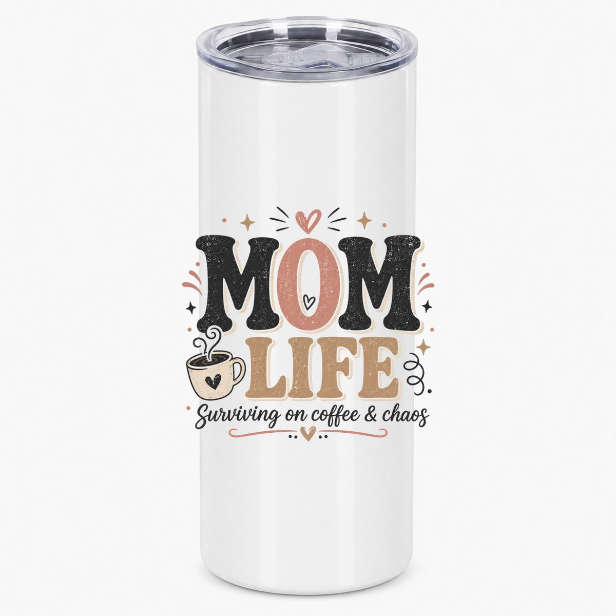 Mom Life Surviving on Coffee and Chaos Boho Design Tumbler