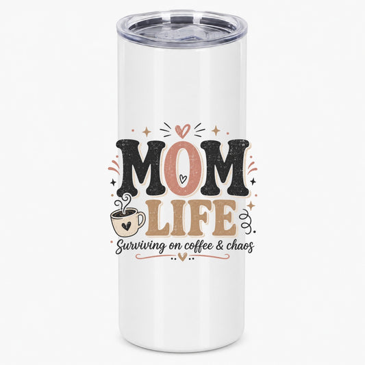 Mom Life Surviving on Coffee and Chaos Boho Design Tumbler