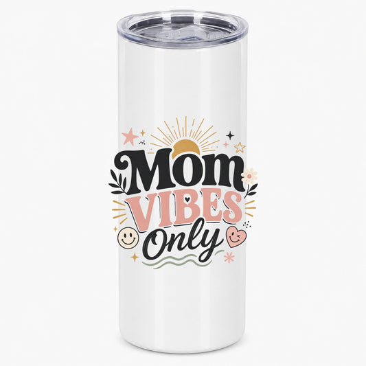 Mom Vibes Only Retro Boho Sun and Smiley Face Graphic Tumbler
