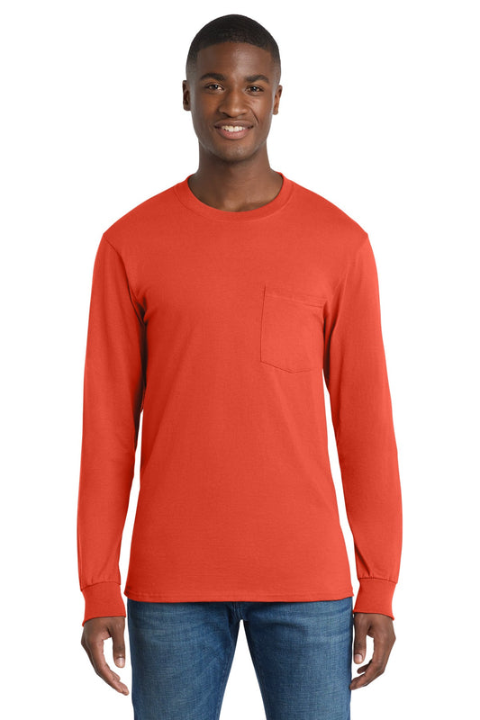 Port & Co Long Sleeve Essential Pocket Tee. PC61LSP - DFW Impression