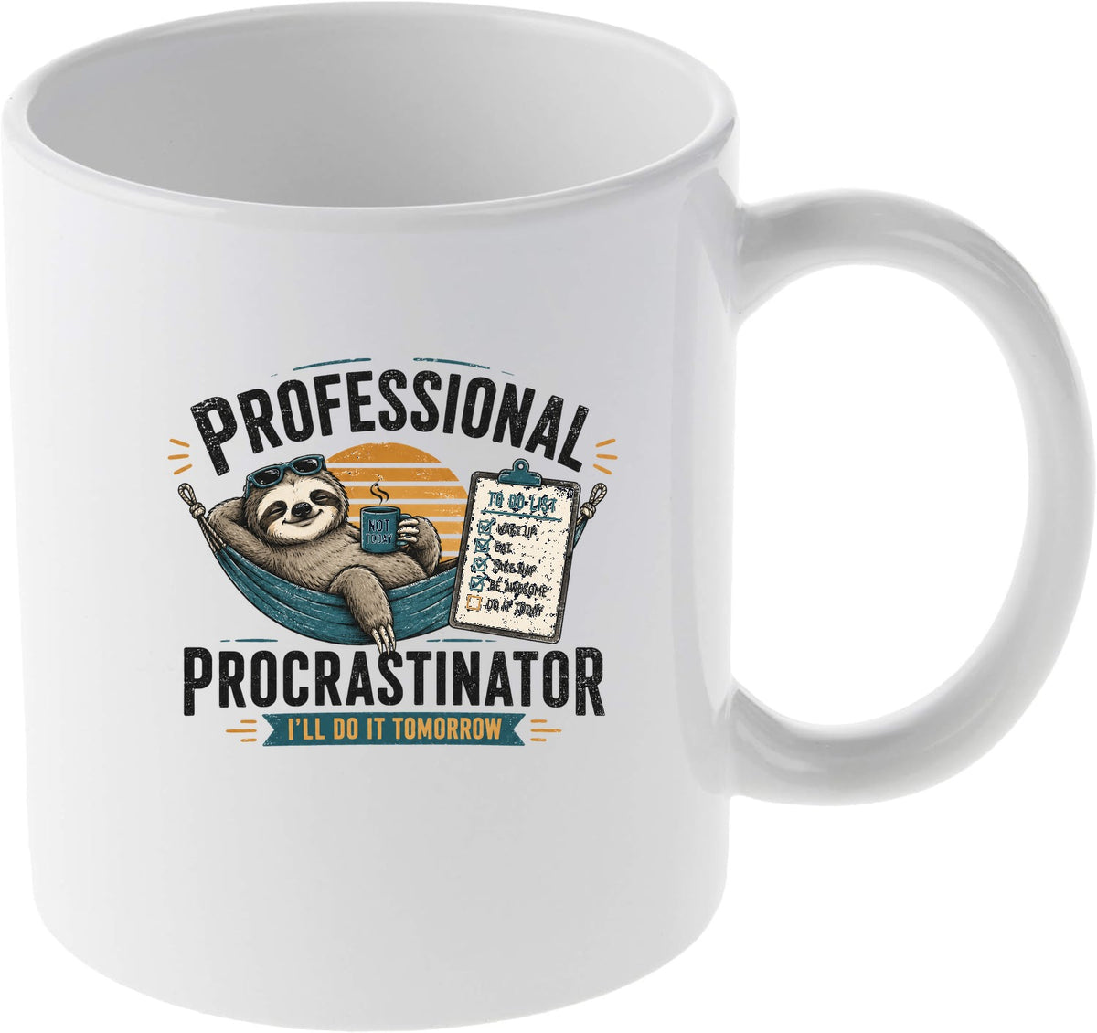 Professional Procrastinator Sloth Relaxing in Hammock Design Mug