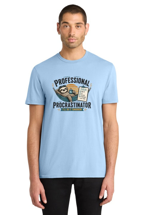 Professional Procrastinator Sloth Funny Graphic T-Shirt