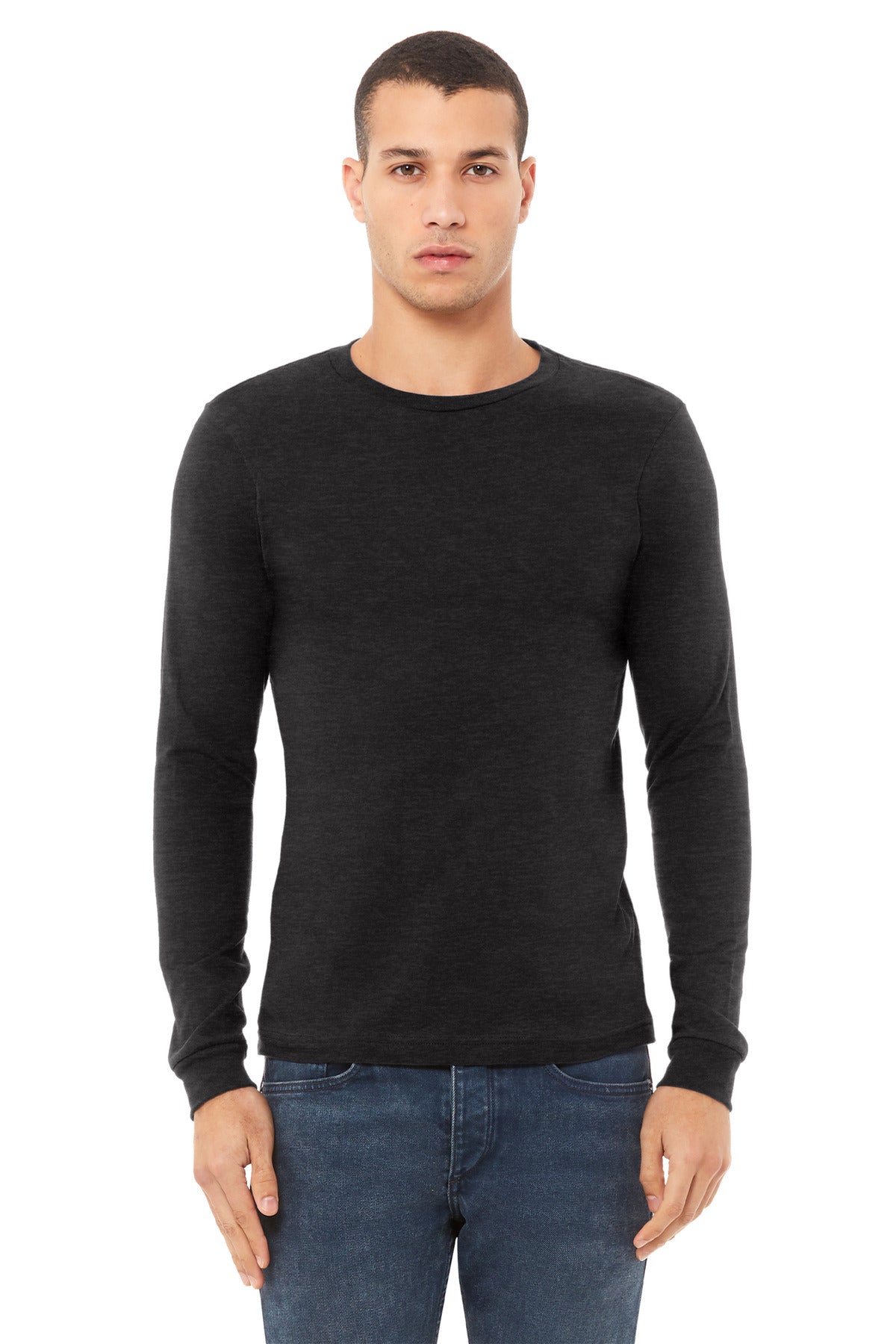 BELLA+CANVAS® Unisex Heather CVC Long Sleeve Tee BC3501CVC [Black Heather] - DFW Impression