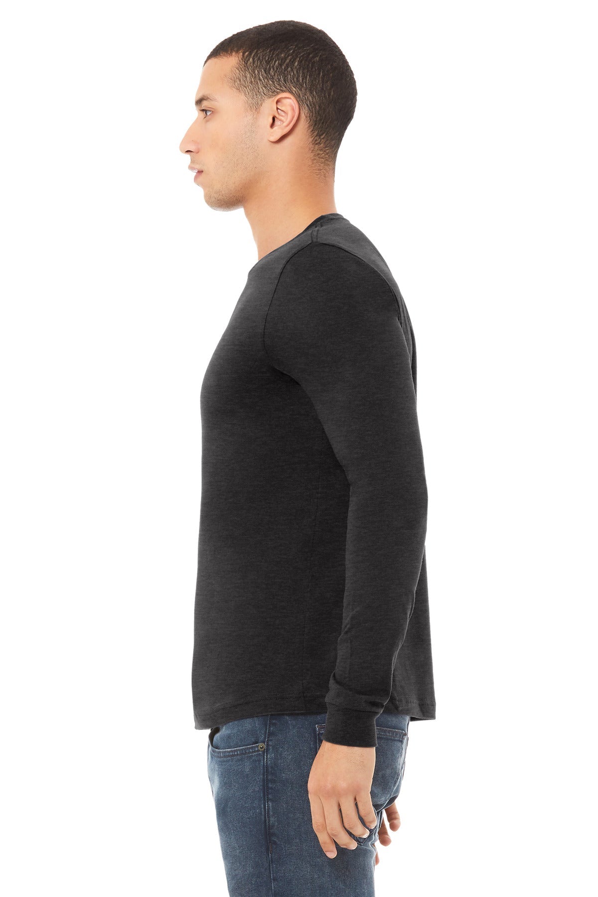 BELLA+CANVAS® Unisex Heather CVC Long Sleeve Tee BC3501CVC [Black Heather] - DFW Impression