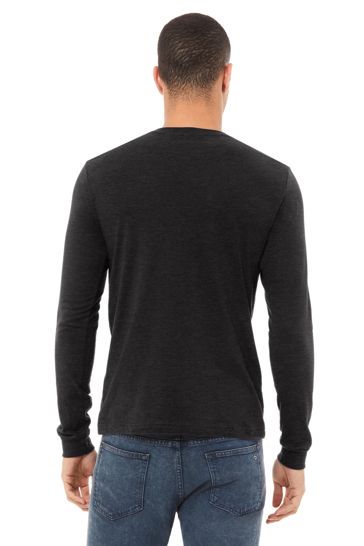 BELLA+CANVAS® Unisex Heather CVC Long Sleeve Tee BC3501CVC [Black Heather] - DFW Impression