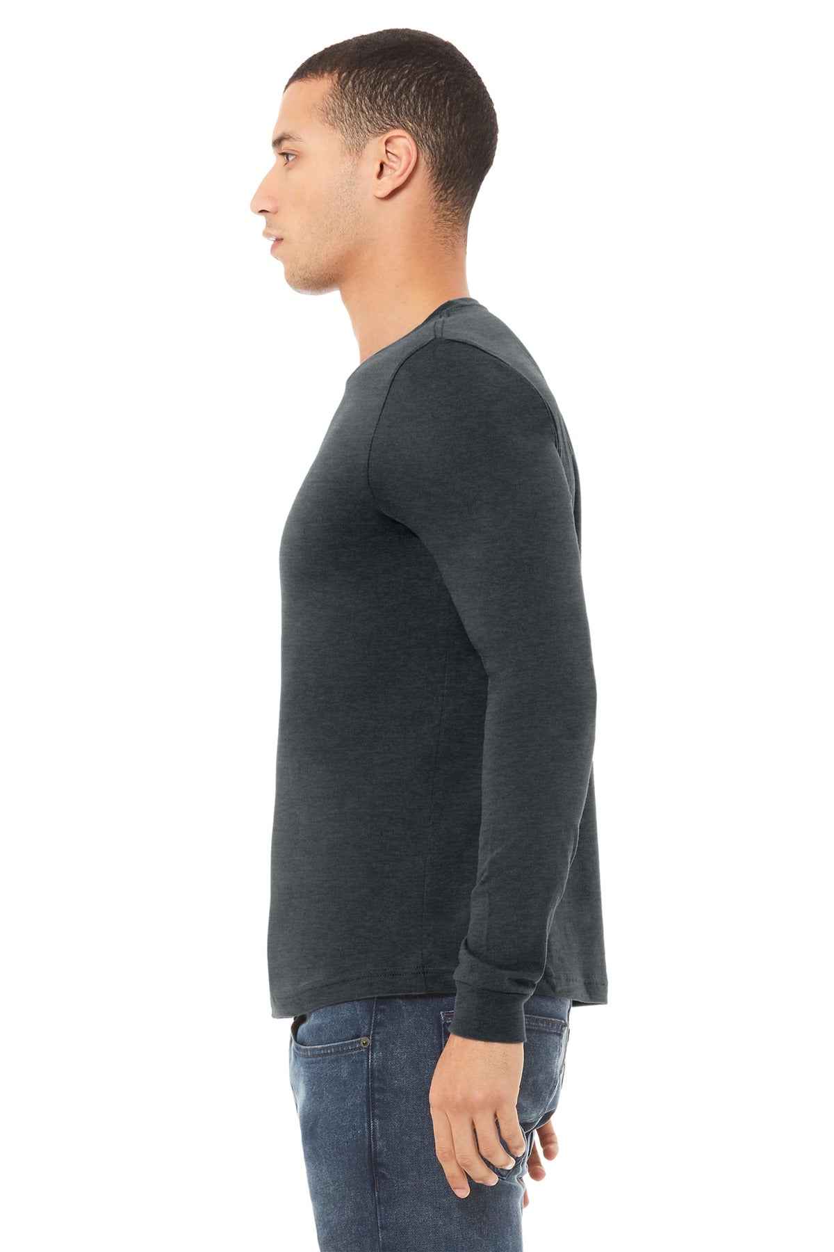 BELLA+CANVAS® Unisex Heather CVC Long Sleeve Tee BC3501CVC [Dark Grey Heather] - DFW Impression