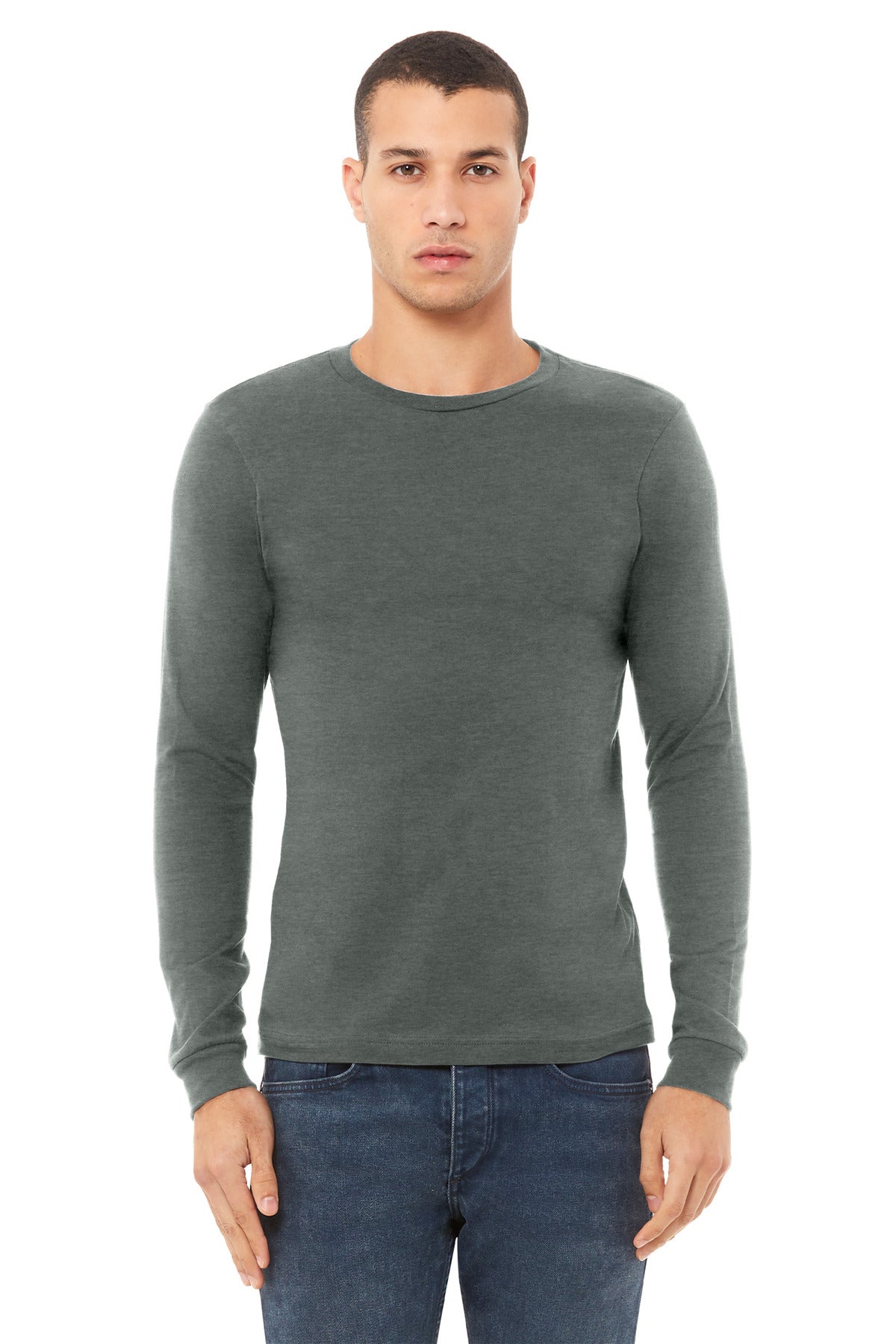 BELLA+CANVAS® Unisex Heather CVC Long Sleeve Tee BC3501CVC [Deep Heather] - DFW Impression