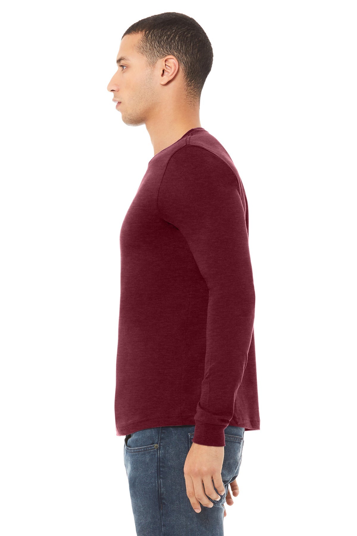 BELLA+CANVAS® Unisex Heather CVC Long Sleeve Tee BC3501CVC [Heather Cardinal] - DFW Impression