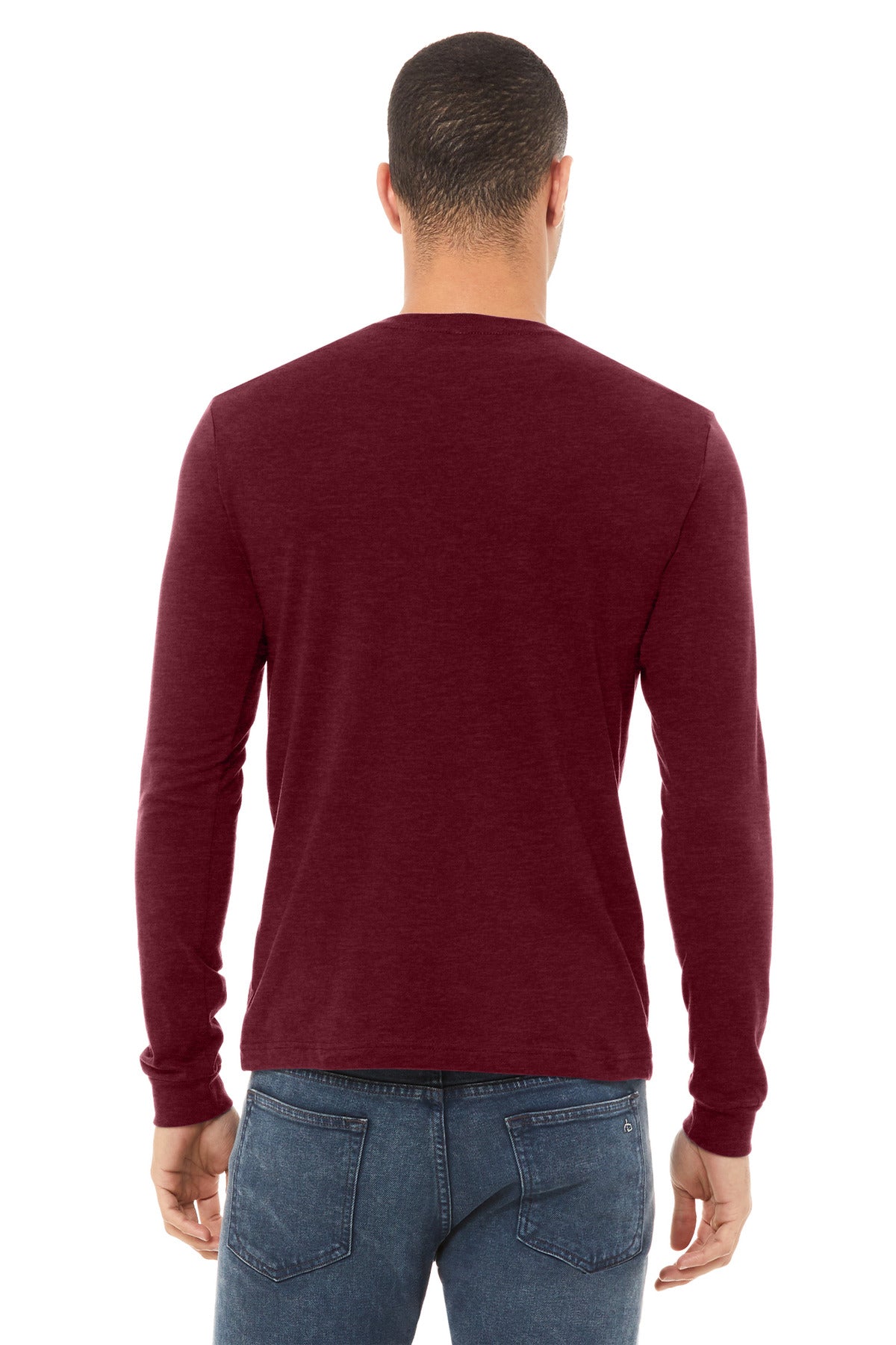 BELLA+CANVAS® Unisex Heather CVC Long Sleeve Tee BC3501CVC [Heather Cardinal] - DFW Impression