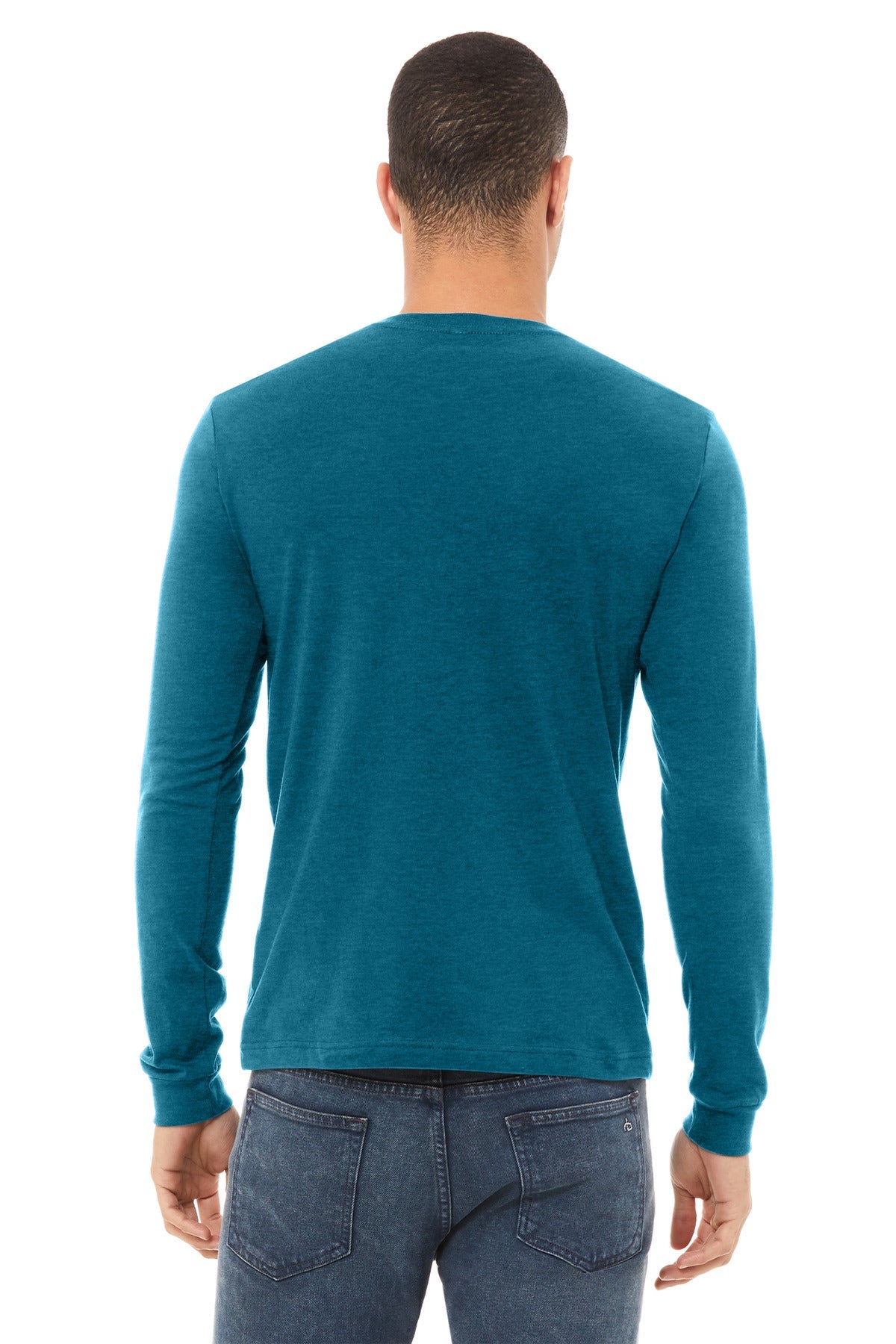 BELLA+CANVAS® Unisex Heather CVC Long Sleeve Tee BC3501CVC [Heather Deep Teal] - DFW Impression