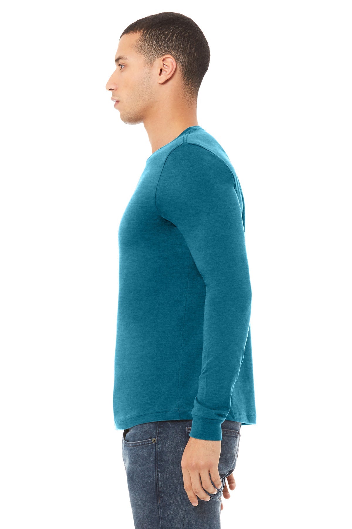 BELLA+CANVAS® Unisex Heather CVC Long Sleeve Tee BC3501CVC [Heather Deep Teal] - DFW Impression