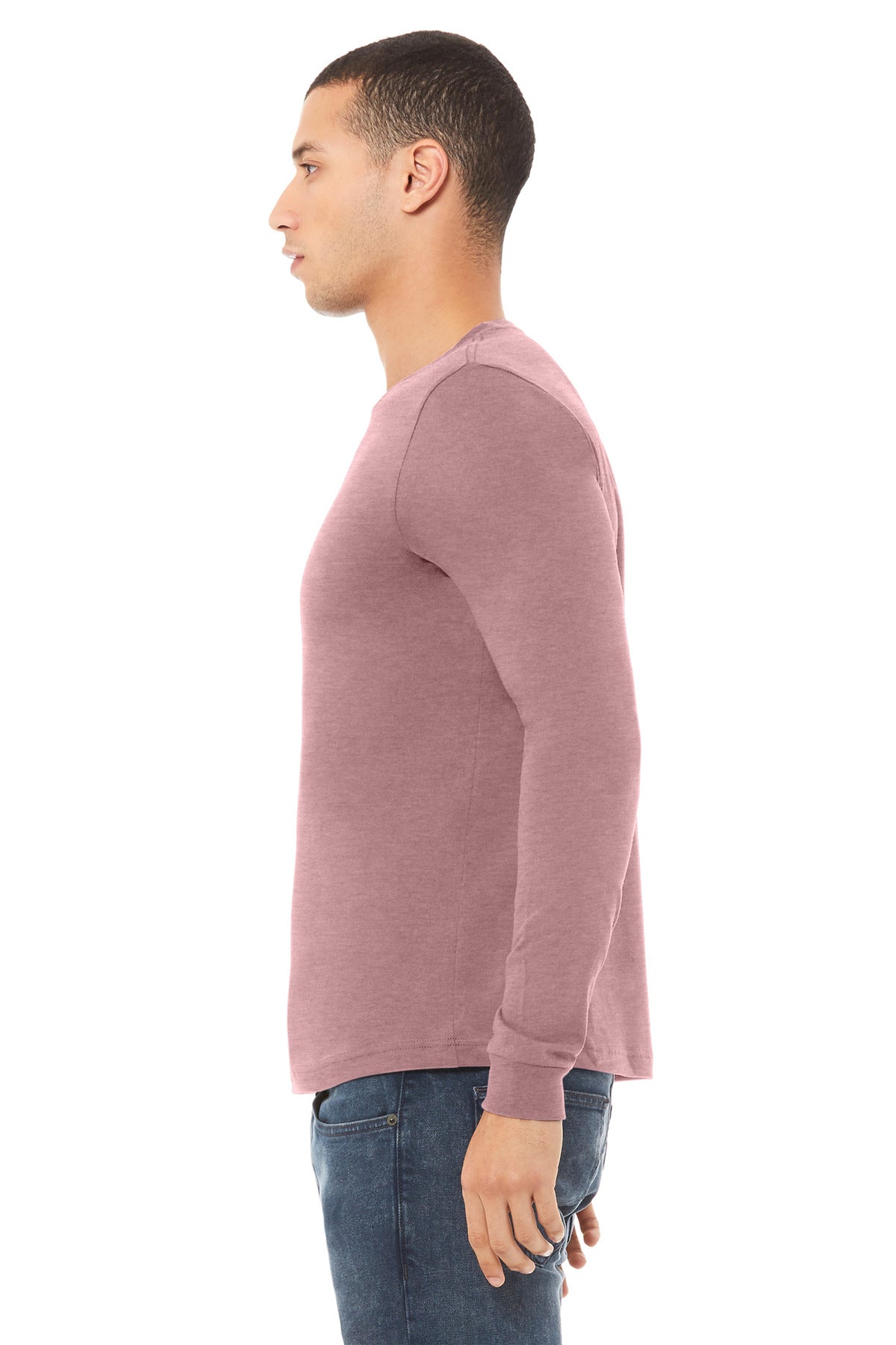 BELLA+CANVAS® Unisex Heather CVC Long Sleeve Tee BC3501CVC [Heather Mauve] - DFW Impression