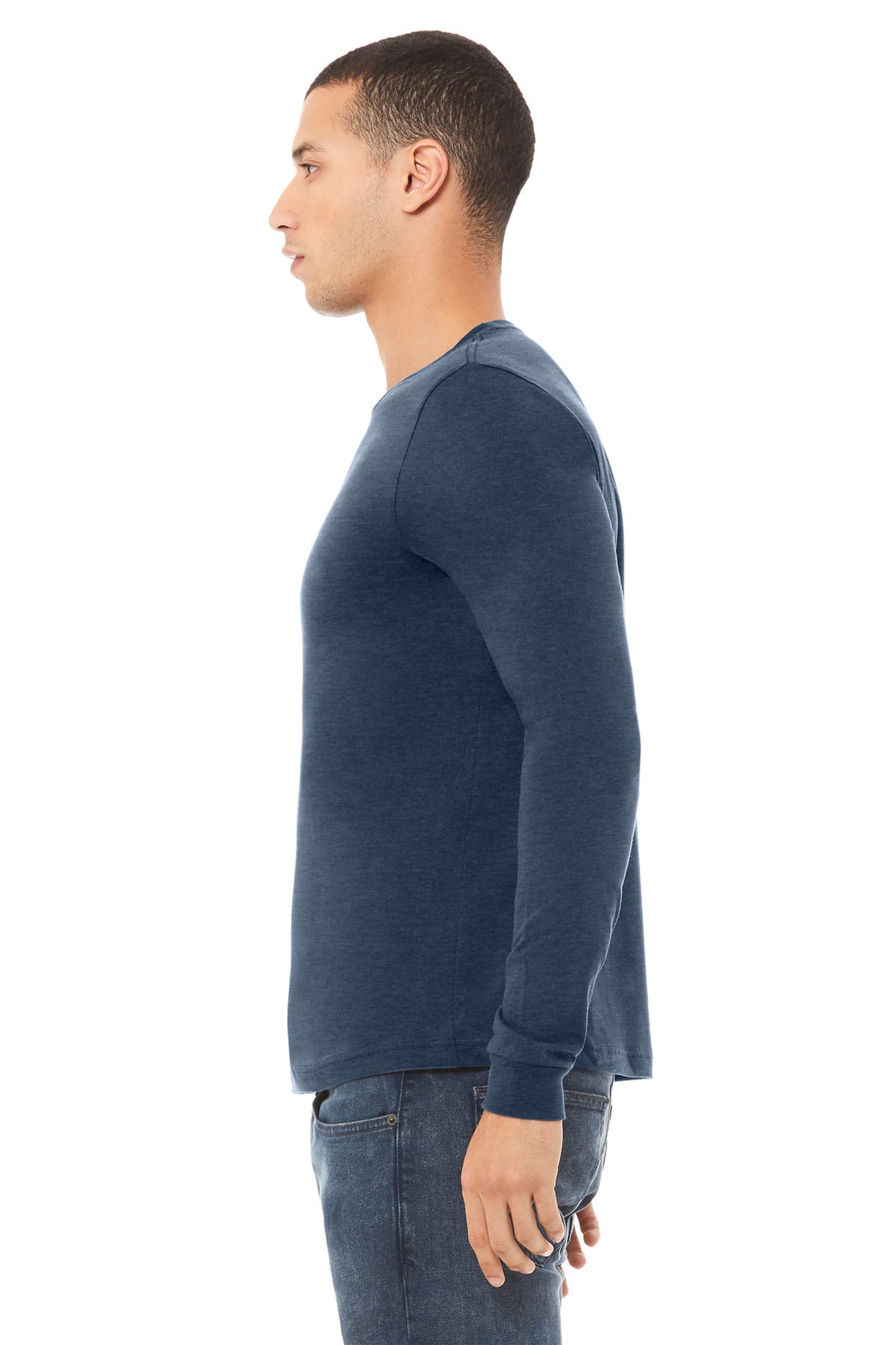 BELLA+CANVAS® Unisex Heather CVC Long Sleeve Tee BC3501CVC [Heather Navy] - DFW Impression