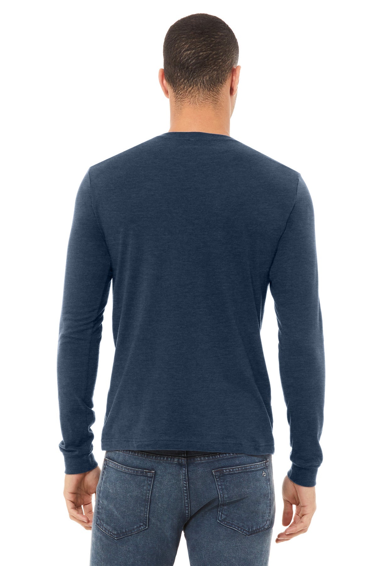 BELLA+CANVAS® Unisex Heather CVC Long Sleeve Tee BC3501CVC [Heather Navy] - DFW Impression