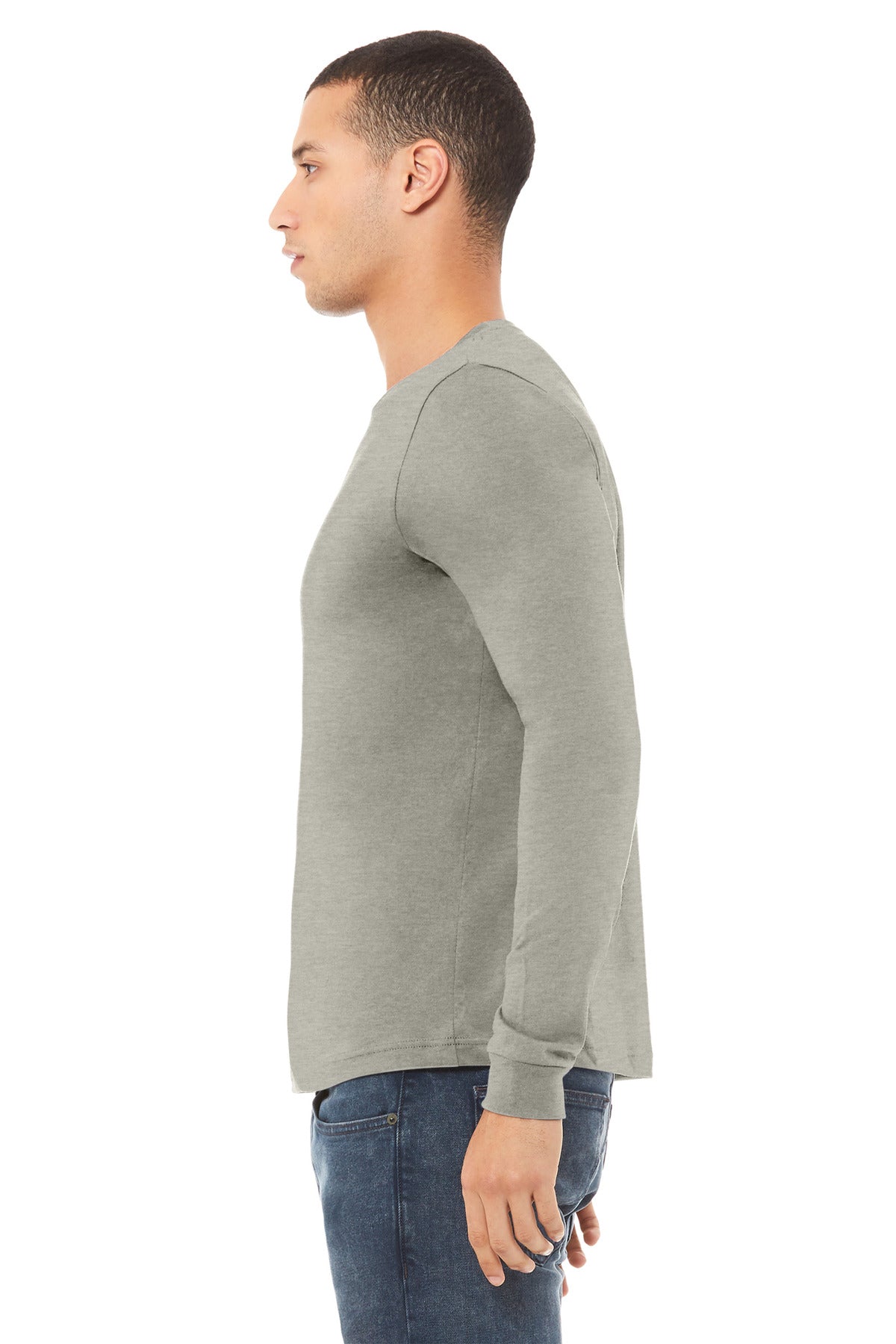 BELLA+CANVAS® Unisex Heather CVC Long Sleeve Tee BC3501CVC [Heather Stone] - DFW Impression