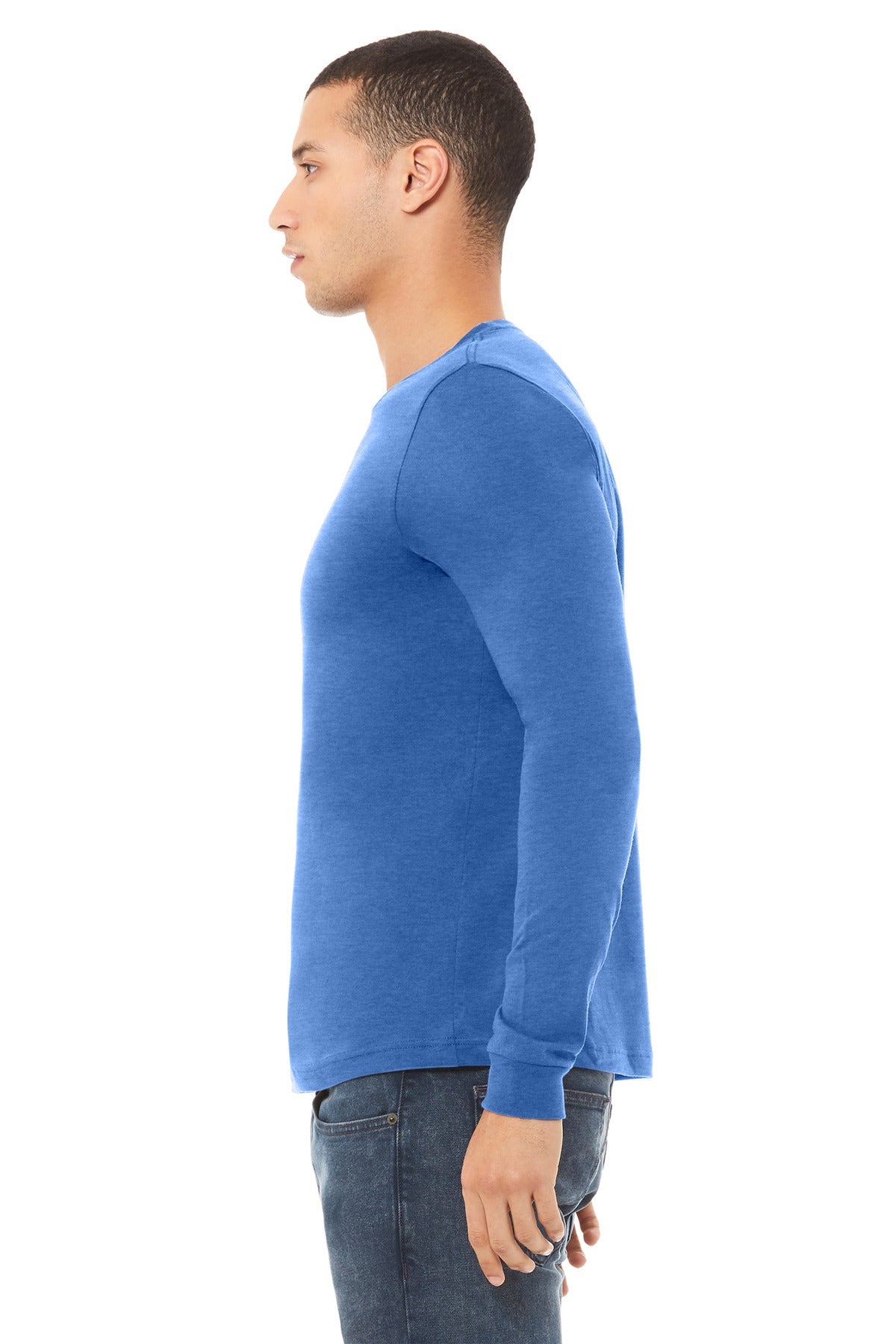 BELLA+CANVAS® Unisex Heather CVC Long Sleeve Tee BC3501CVC [Heather True Royal] - DFW Impression