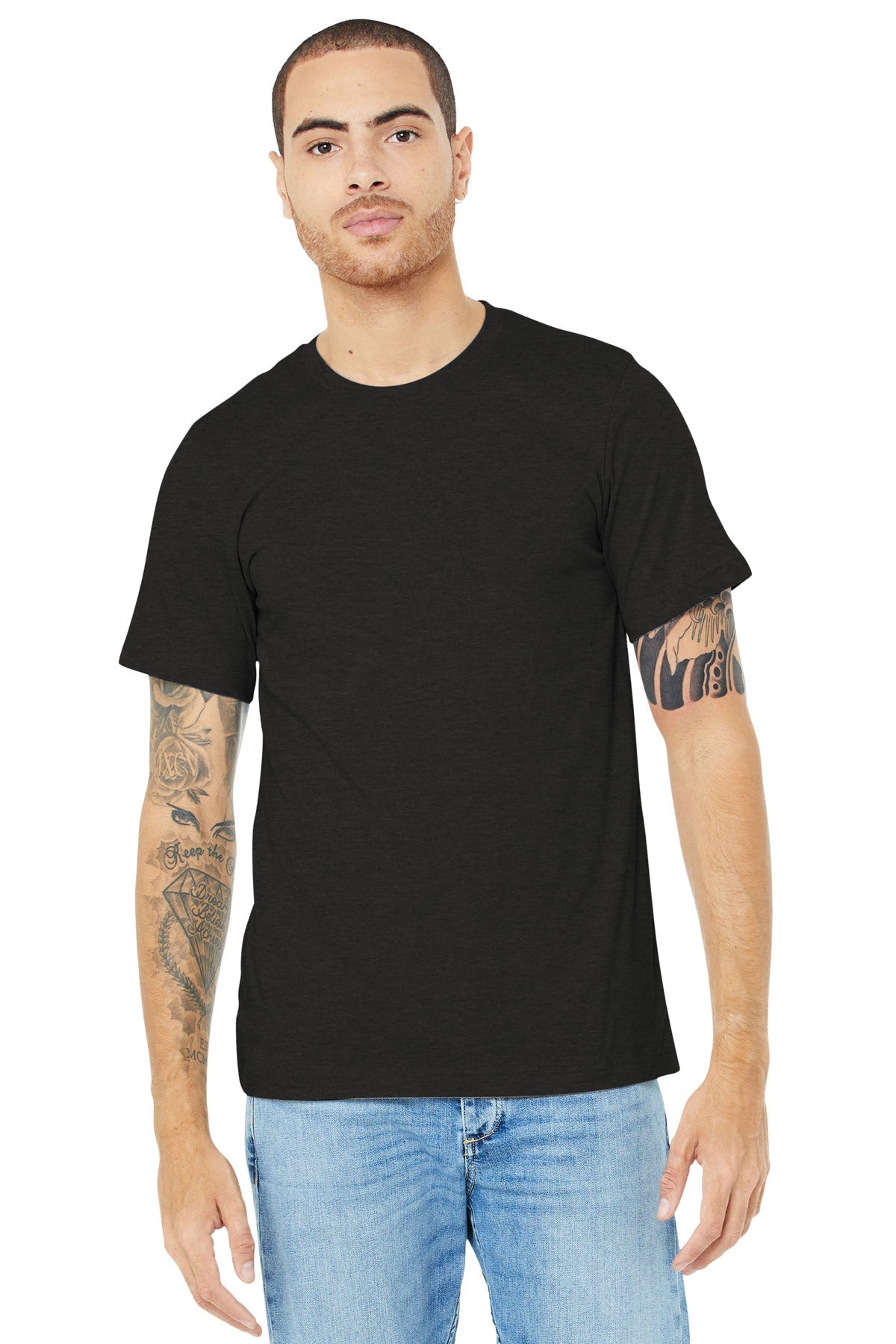 BELLA+CANVAS ® Unisex Heather CVC Short Sleeve Tee. BC3001CVC [Black Heather] - DFW Impression