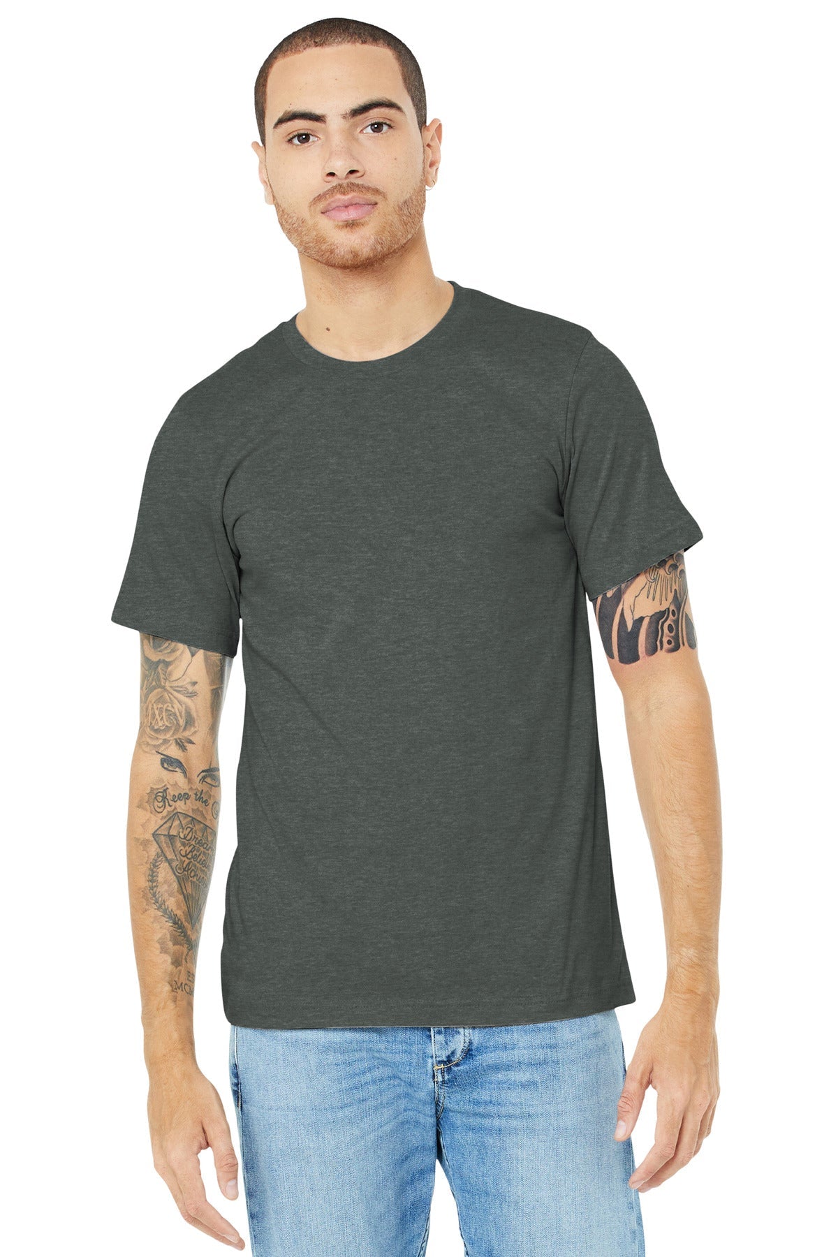 BELLA+CANVAS ® Unisex Heather CVC Short Sleeve Tee. BC3001CVC [Deep Heather] - DFW Impression