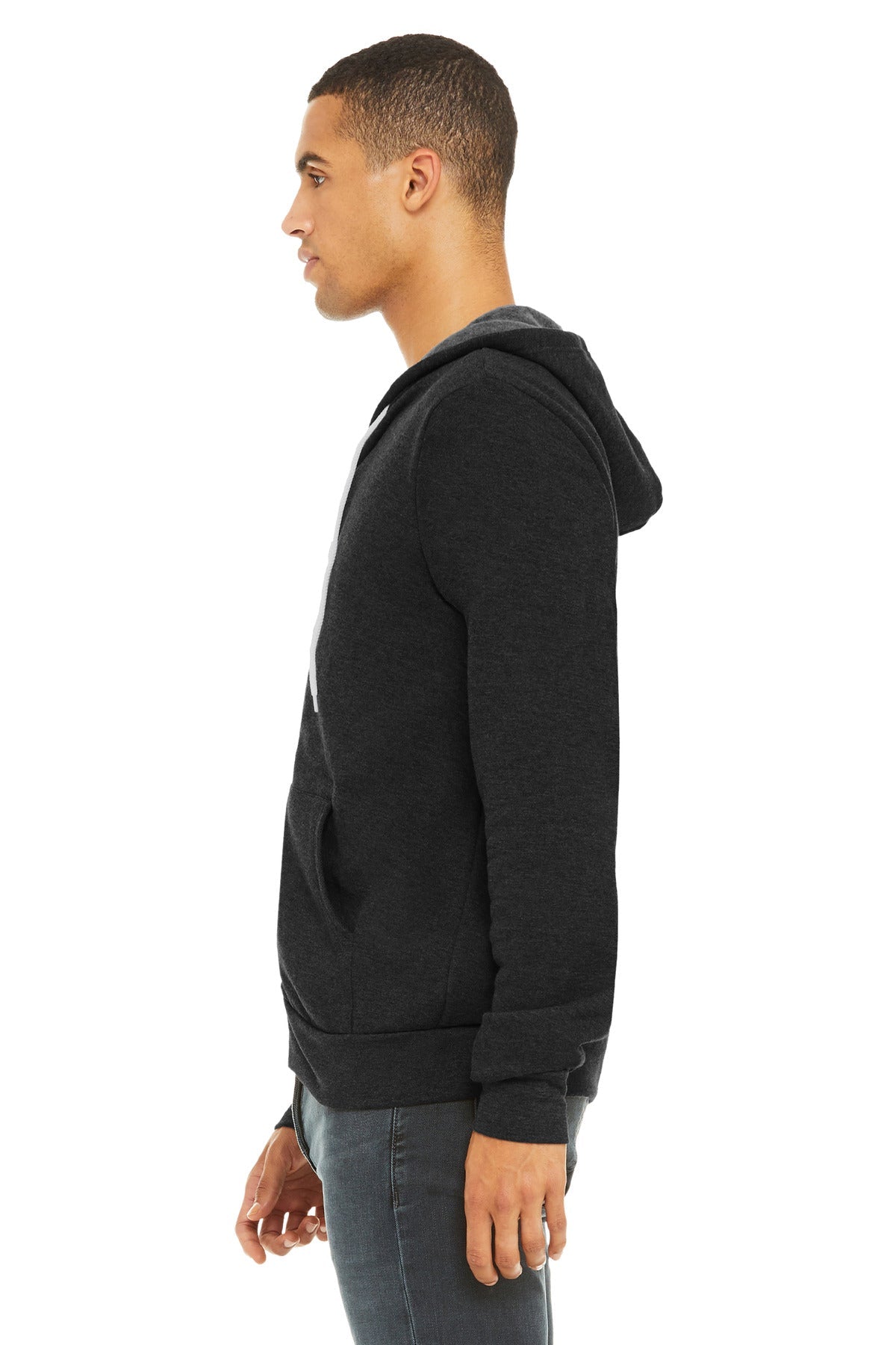 BELLA+CANVAS ® Unisex Sponge Fleece Full-Zip Hoodie. BC3739 [Black Heather] - DFW Impression