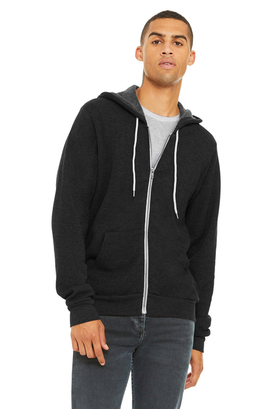 BELLA+CANVAS ® Unisex Sponge Fleece Full-Zip Hoodie. BC3739 [Black Heather] - DFW Impression