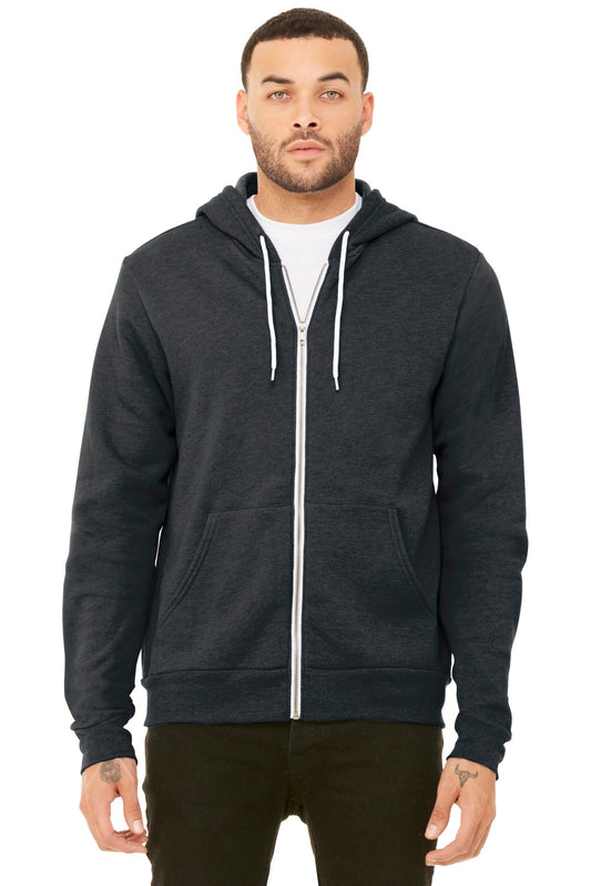 BELLA+CANVAS ® Unisex Sponge Fleece Full-Zip Hoodie. BC3739 [Dark Grey Heather] - DFW Impression