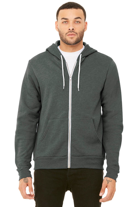 BELLA+CANVAS ® Unisex Sponge Fleece Full-Zip Hoodie. BC3739 [Deep Heather] - DFW Impression