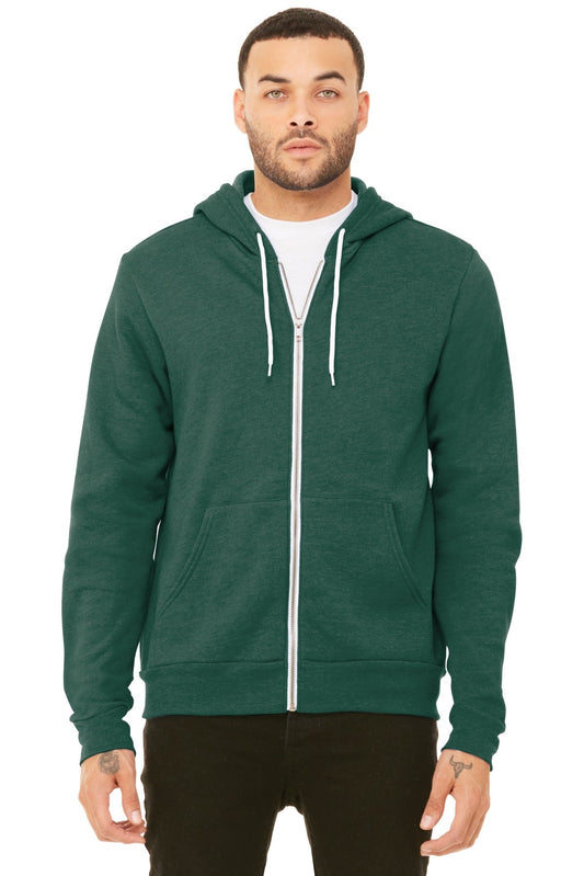 BELLA+CANVAS ® Unisex Sponge Fleece Full-Zip Hoodie. BC3739 [Heather Forest] - DFW Impression