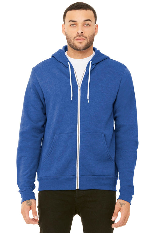 BELLA+CANVAS ® Unisex Sponge Fleece Full-Zip Hoodie. BC3739 [Heather True Royal] - DFW Impression