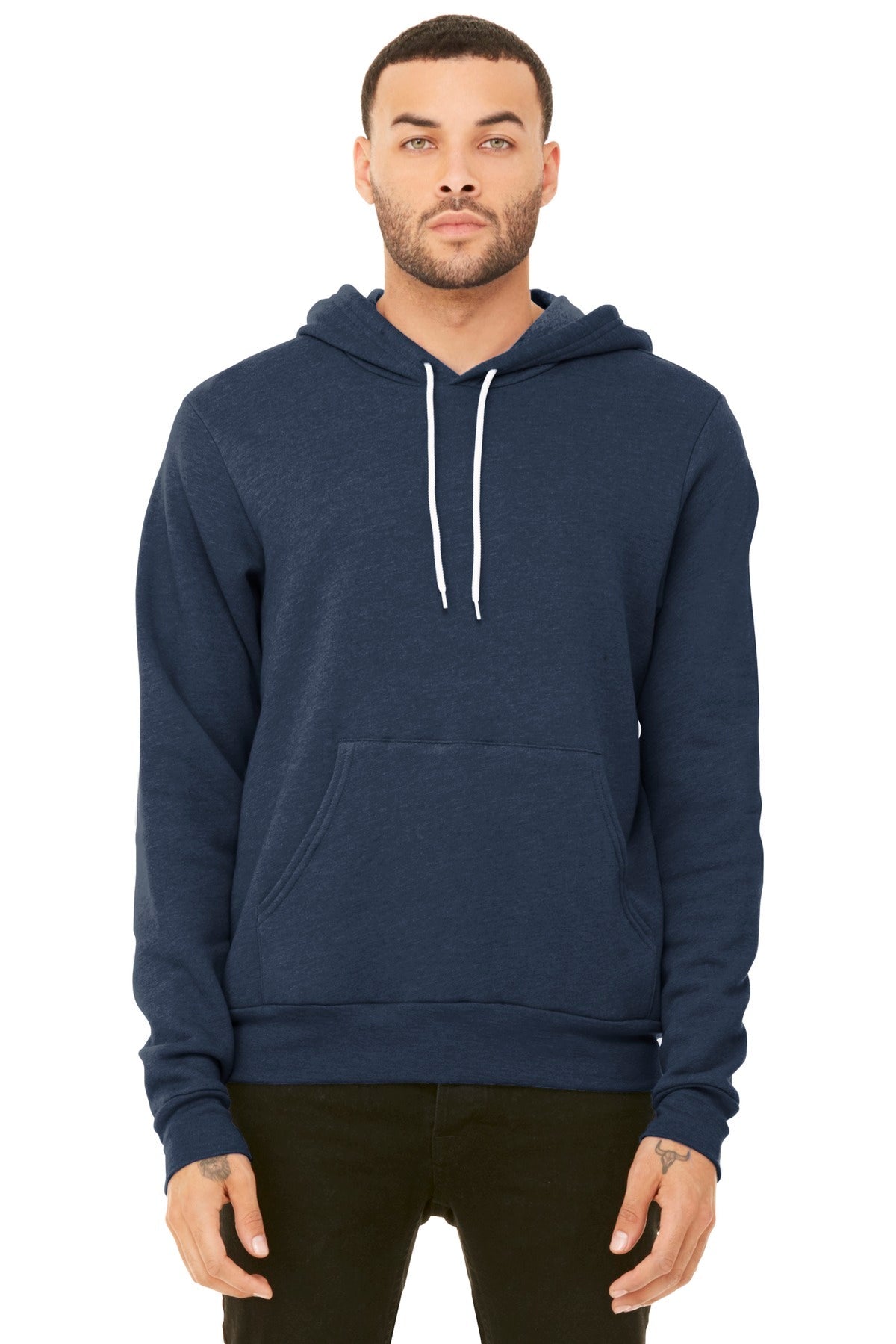 BELLA+CANVAS ® Unisex Sponge Fleece Pullover Hoodie. BC3719 [Heather Navy] - DFW Impression