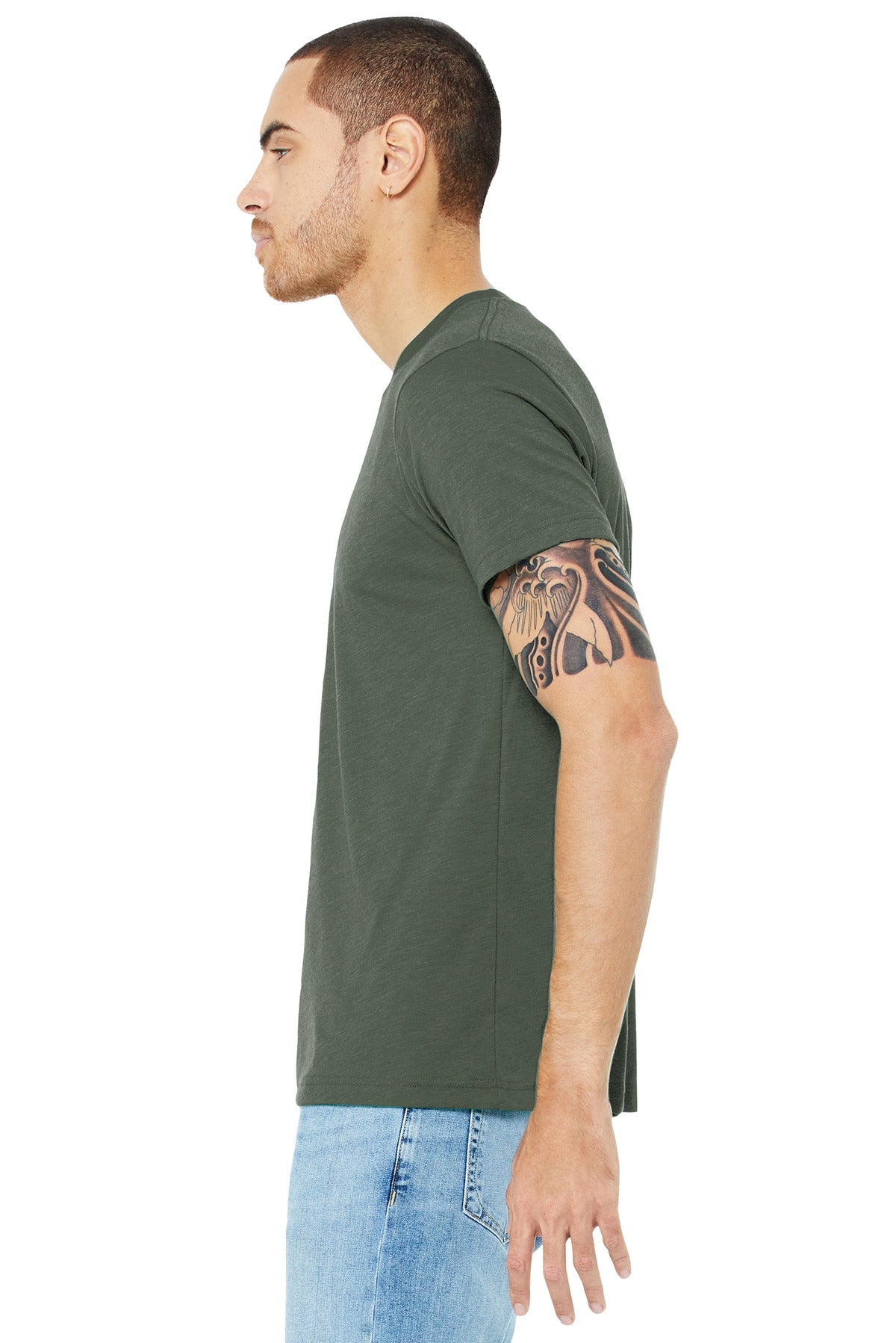 BELLA+CANVAS ® Unisex Triblend Short Sleeve Tee. BC3413 [Military Green Triblend] - DFW Impression