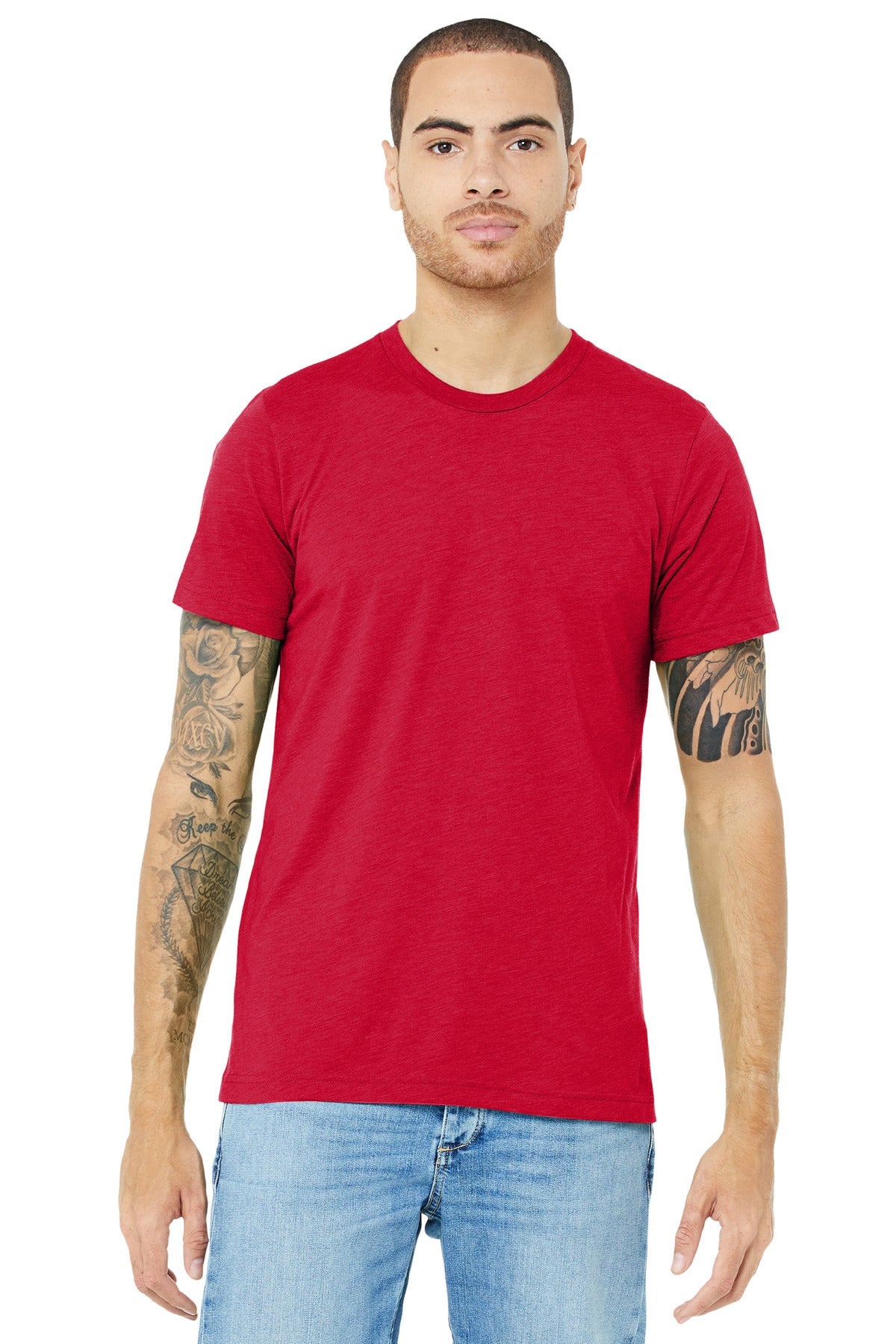 BELLA+CANVAS ® Unisex Triblend Short Sleeve Tee. BC3413 [Solid Red Triblend] - DFW Impression