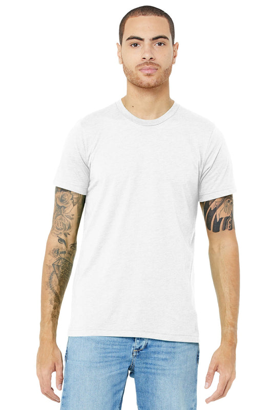 BELLA+CANVAS ® Unisex Triblend Short Sleeve Tee. BC3413 [Solid White Triblend] - DFW Impression