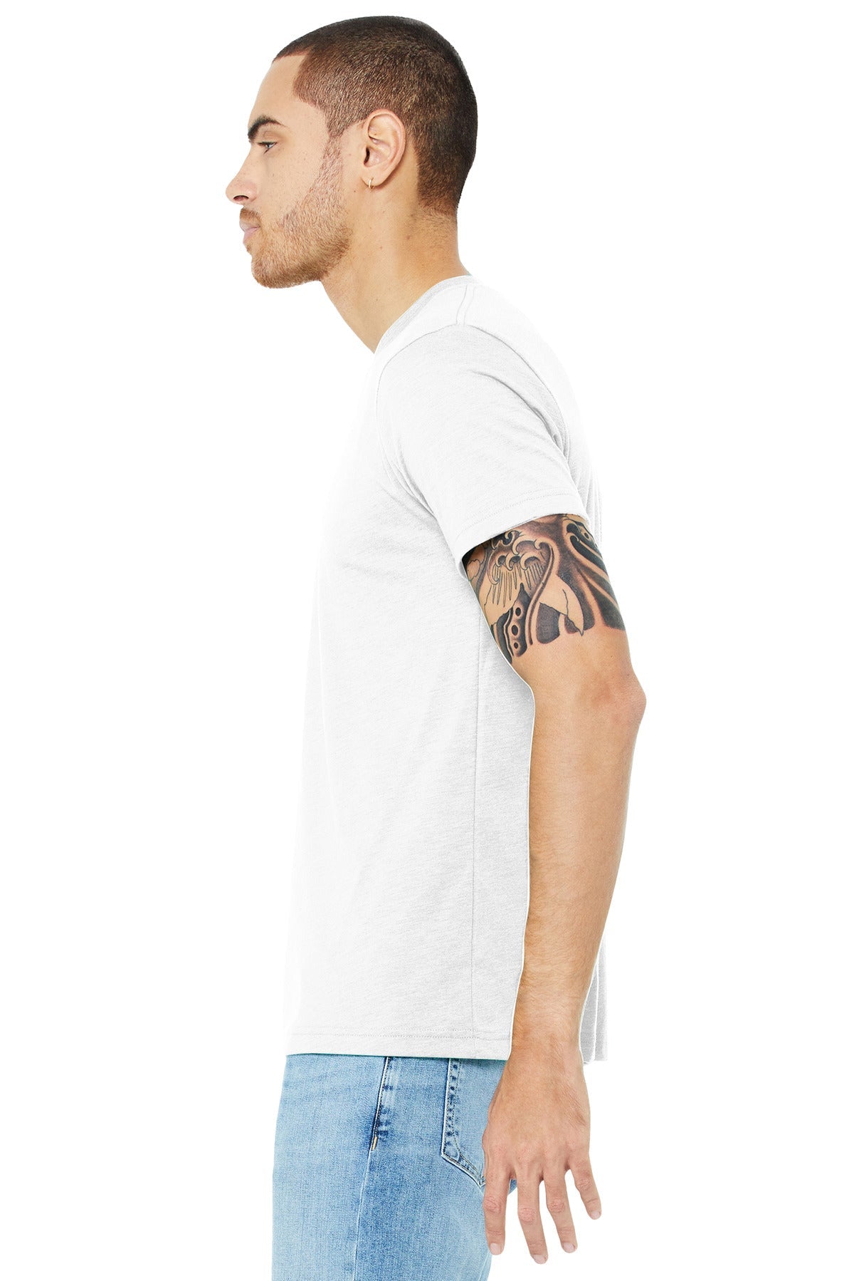 BELLA+CANVAS ® Unisex Triblend Short Sleeve Tee. BC3413 [Solid White Triblend] - DFW Impression