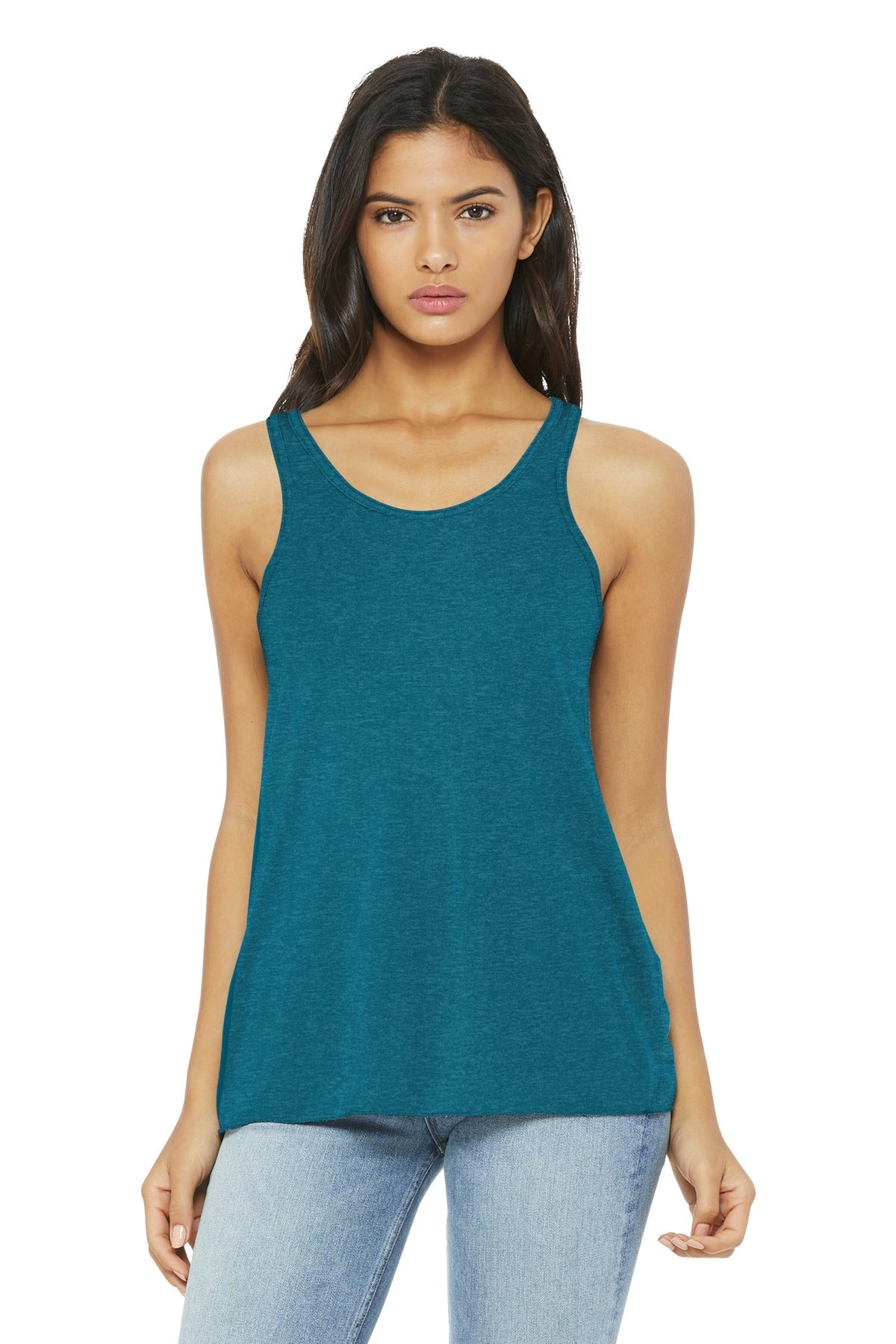 BELLA+CANVAS ® Women's Flowy Racerback Tank. BC8800 [Heather Deep Teal] - DFW Impression