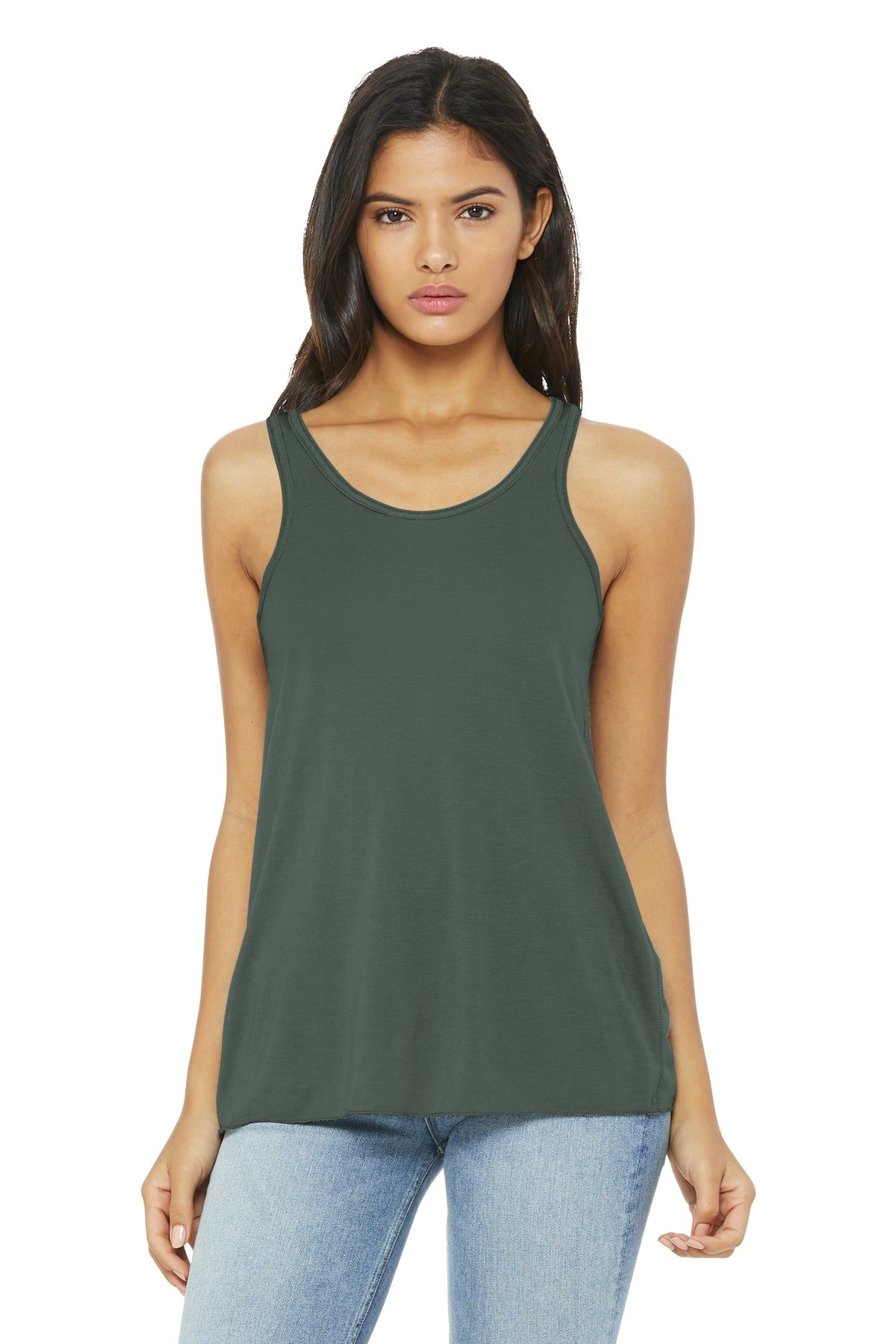 BELLA+CANVAS ® Women's Flowy Racerback Tank. BC8800 [Military Green] - DFW Impression